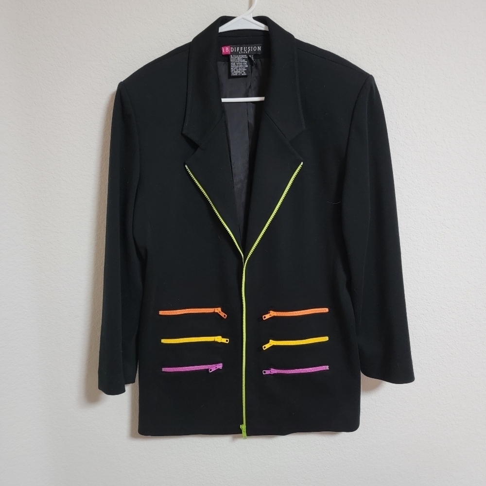 Vintage IB Diffusion Colorful Zipper Blazer